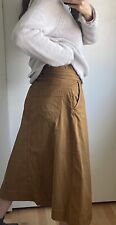 Vanessa Bruno Midi Skirt Canvas rust paper bag Pockets Size 12 high waist 