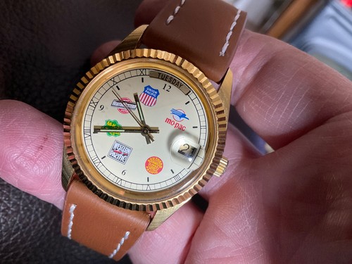 Railroad sign dial - mens, watch