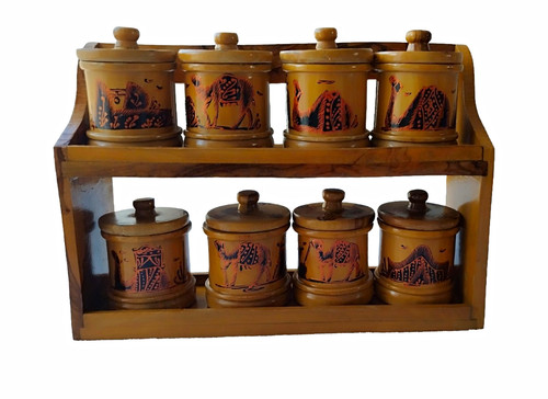 Wooden canister set 8pc with - canister,