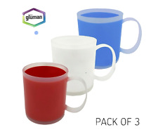 3x Unbreakable PLASTIC MUGS Reusable Drinking Cups Tea Coffee Camping Picnic