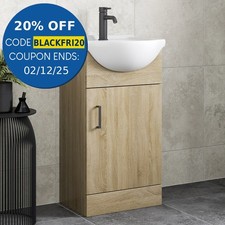 Bathroom Vanity Unit Basin Sink Single Tap Hole Freestanding 450mm Oak Effect