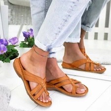 Womens Orthopedic Sandals Casual Flat Flip Flops Ladies Low Wedge Shoes Size UK