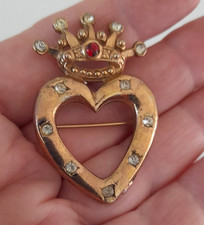 Vintage Goldtone Crowned Heart / Luckenbooth Brooch