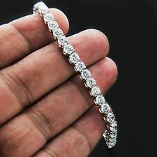 Brilliant 10 Ct Round Diamond Wedding Tennis Bracelet 14k White Gold Finish