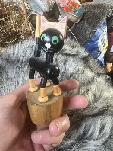 Vintage wooden push puppet - vintage,