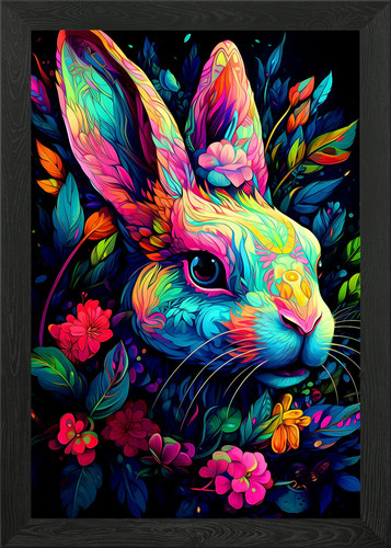 Rabbit framed wall art poster - framed,