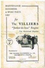 VILLIERS JUNIOR DE LUXE 98cc BICYCLE ENGINE ORIG. 1948 OWNER HANDBOOK/PARTS LIST