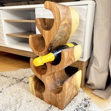Rustic Wood Wine Rack 6 Hole Tree Bottle Storage Holder Home Bar Tree Stand Gift