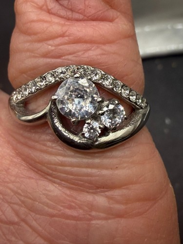 Silver solitaire ring - solitaire, cz