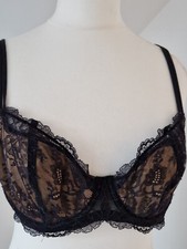 32D Splendour Under wired Bra Black & Gold