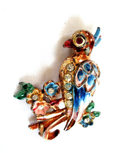 Vintage enamel rhinestone - vintage,