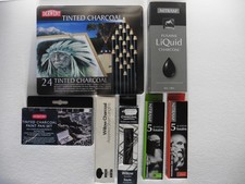 Job Lot Artist's Charcoal - Derwent Tinted, W&N willow, Nitram Liquid + sticks