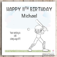 Personalised Cricket Birthday Card Grandson Son Nephew Brother Godson Boy Boys