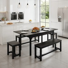 5 Piece Expandable Dining Table Chairs Bench Set 6 Seater Kitchen Breakfast Seat