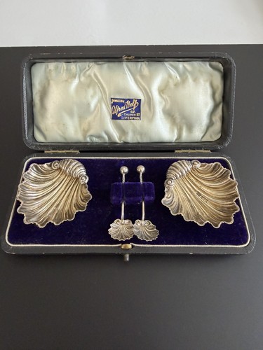 Cased pair solid silver - cased,
