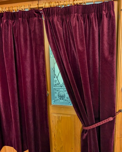 Velvet curtains claret red - curtains.,