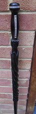 Hardwood ebony walking stick with Mop inlay and carved kings detail- lovely item
