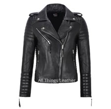 Ladies real leather biker - leather,