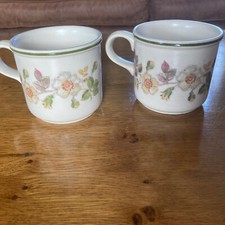 Two Vintage Stoneware Autumn Leaves Design Mugs