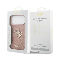 Guess PU Fixed Glitter Big 4G Metal Logo Case for iPhone 17 Pro Max 6.9" Pink
