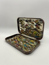 Hardy Bros Bakelite Faux Tortoise Shell Effect Fly Fishing Case Full With Flies