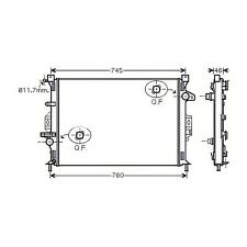 AVA Engine Cooling Radiator Aluminium Fins 672mm Core Length Fits Ford Volvo