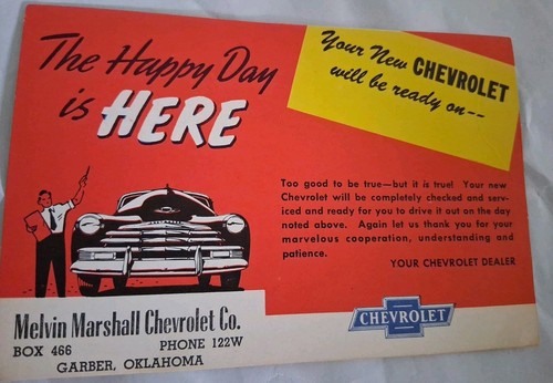 1947 chevrolet postcard your - chevrolet, "your