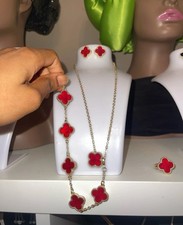 NEW - Gold and Ruby Red Statement Jewellery set