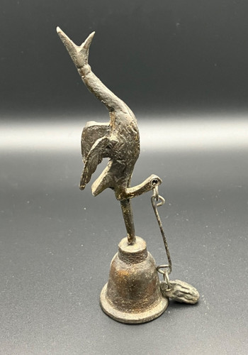Vintage bronze crane desk - crane,