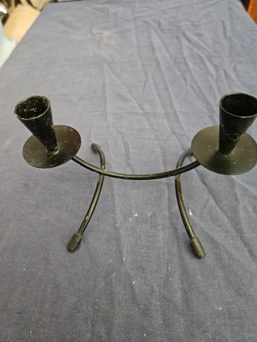 Black metal double - , candelabra