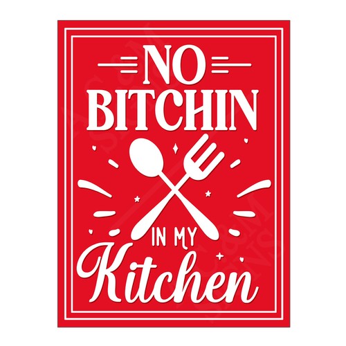 Red kitchen sign plaque - red,