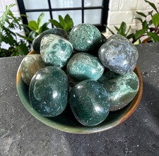 Moss Agate Spherical Tumble