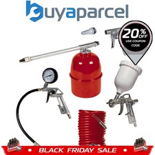 Einhell Air Compressor 5PC Tool Kit Tyre Inflator Spiral Air Hose Accessory Set