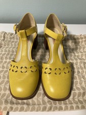 Orla Kiely x Clarks Yellow Leather Bibi Shoes Size 5.5 (39)