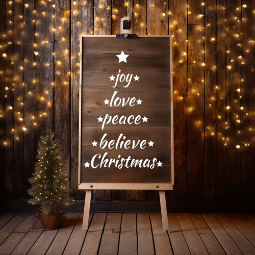 Christmas tree stencil joy - christmas,
