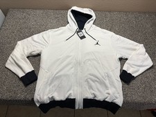 Nike Air Jordan Hoodie Mens 3XL White Sweatshirt Full Zip Terry Fleece Lined New
