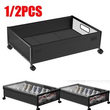 2X Large Underbed Storage Box on Wheels & Lid Under Bed Sofa Dustproof Organizer