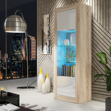 Tall Display Cabinet Oak Matt