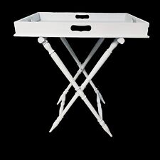 Antique Large Painted Wooden Butlers Serving Tray Table With Folding Stand