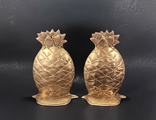 Brass pineapple bookends - pineapple,