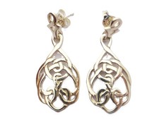 Sterling silver drop dangle earrings interesting Celtic knot design by Ortak