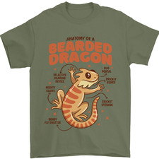 Bearded Dragon Anatomy Lizards, Reptiles, Mens T-Shirt 100% Cotton