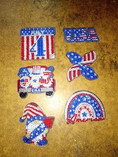 Completed Acrylic Diamond Art x 6 USA Themed Fridge Magnets Car Gnome Calendar
