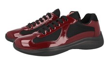 PRADA AMERICAS CUP TRAINERS SHOES 4E3400 BORDEAUX/BLACK LEATHER NEW