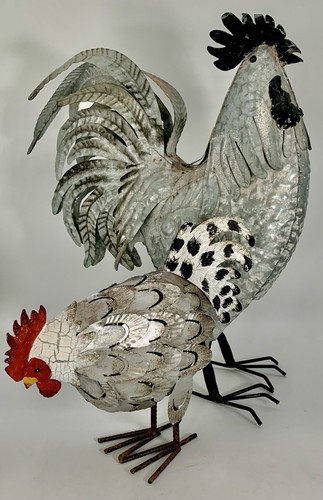Large rooster tin bluish - rooster,
