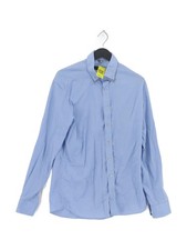 Eterna Men's Shirt Chest: 39 in Blue 100% Cotton Basic