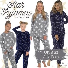 Pyjama Nightie Star Printed Novelty Pjs Girls Mum Daughter Matching Nightwear UK