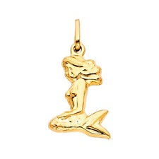 GOLD - 14K Yellow Gold Mermaid Charm Pendant For Necklace or Chain