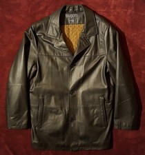 Genuine Bugatti Men's Black Leather Jacket Coat - Small