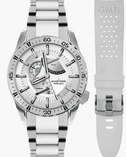 Jacques Lemans Ceramic Watch, High Tech , Liverpool Gmt 1-1584M Gents - Silver